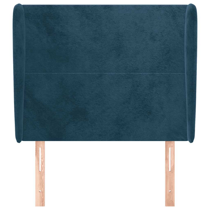 sengegavl med kanter 93x23x118/128 cm fløjl mørkeblå