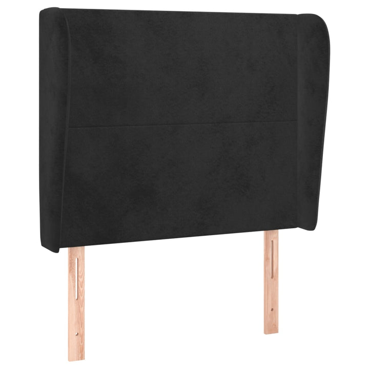 sengegavl med kanter 103x23x118/128 cm fløjl sort