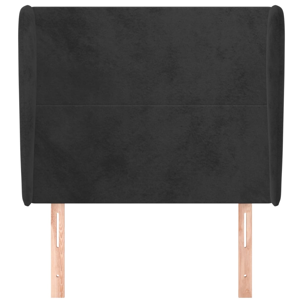 sengegavl med kanter 103x23x118/128 cm fløjl sort