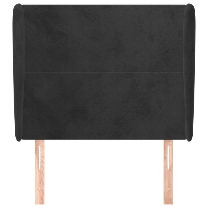 sengegavl med kanter 103x23x118/128 cm fløjl sort
