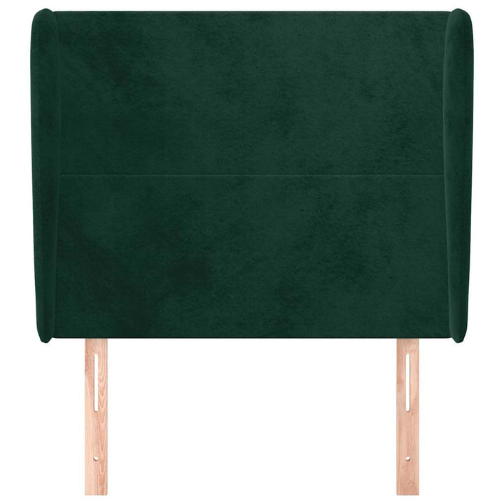 sengegavl med kanter 103x23x118/128 cm fløjl mørkegrøn