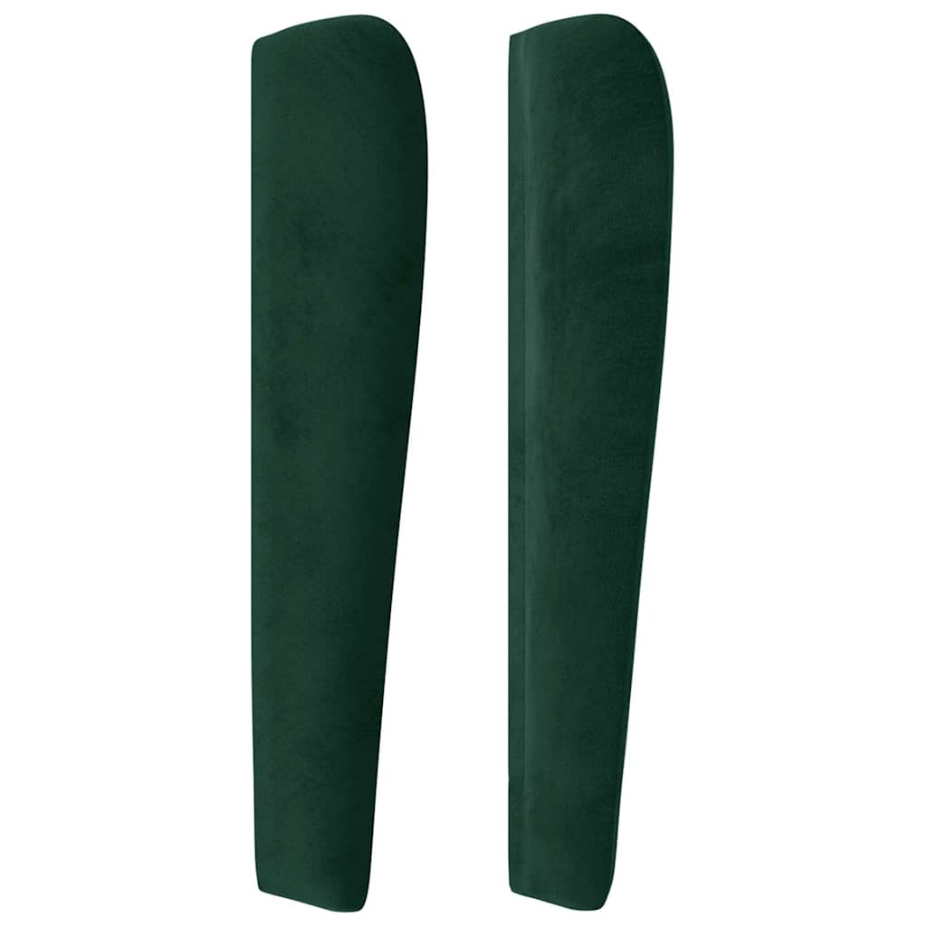 sengegavl med kanter 103x23x118/128 cm fløjl mørkegrøn