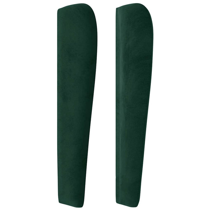 sengegavl med kanter 103x23x118/128 cm fløjl mørkegrøn