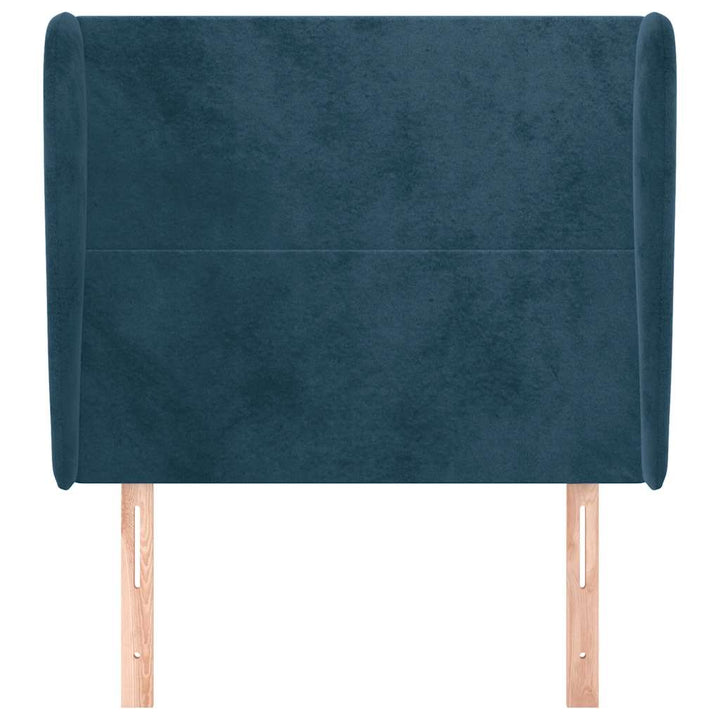 sengegavl med kanter 103x23x118/128 cm fløjl mørkeblå