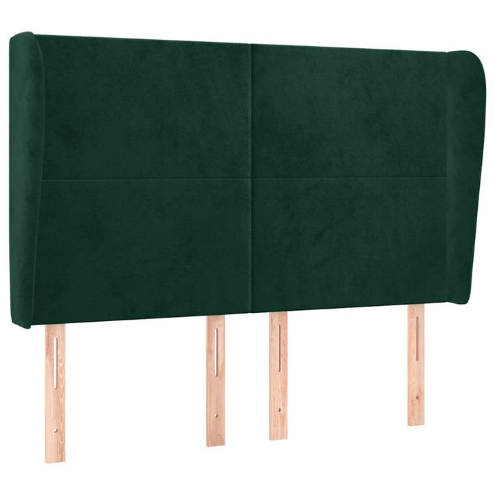 sengegavl med kanter 147x23x118/128 cm fløjl mørkegrøn