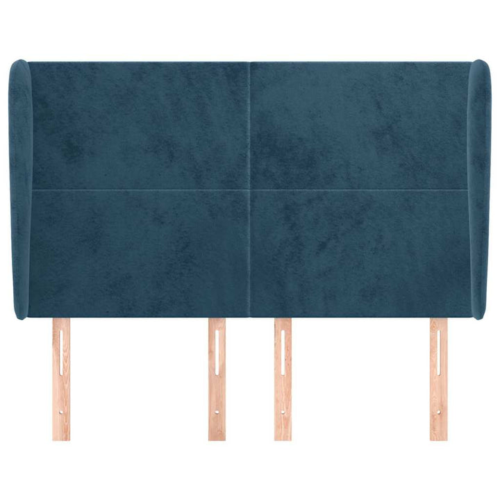 sengegavl med kanter 147x23x118/128 cm fløjl mørkeblå