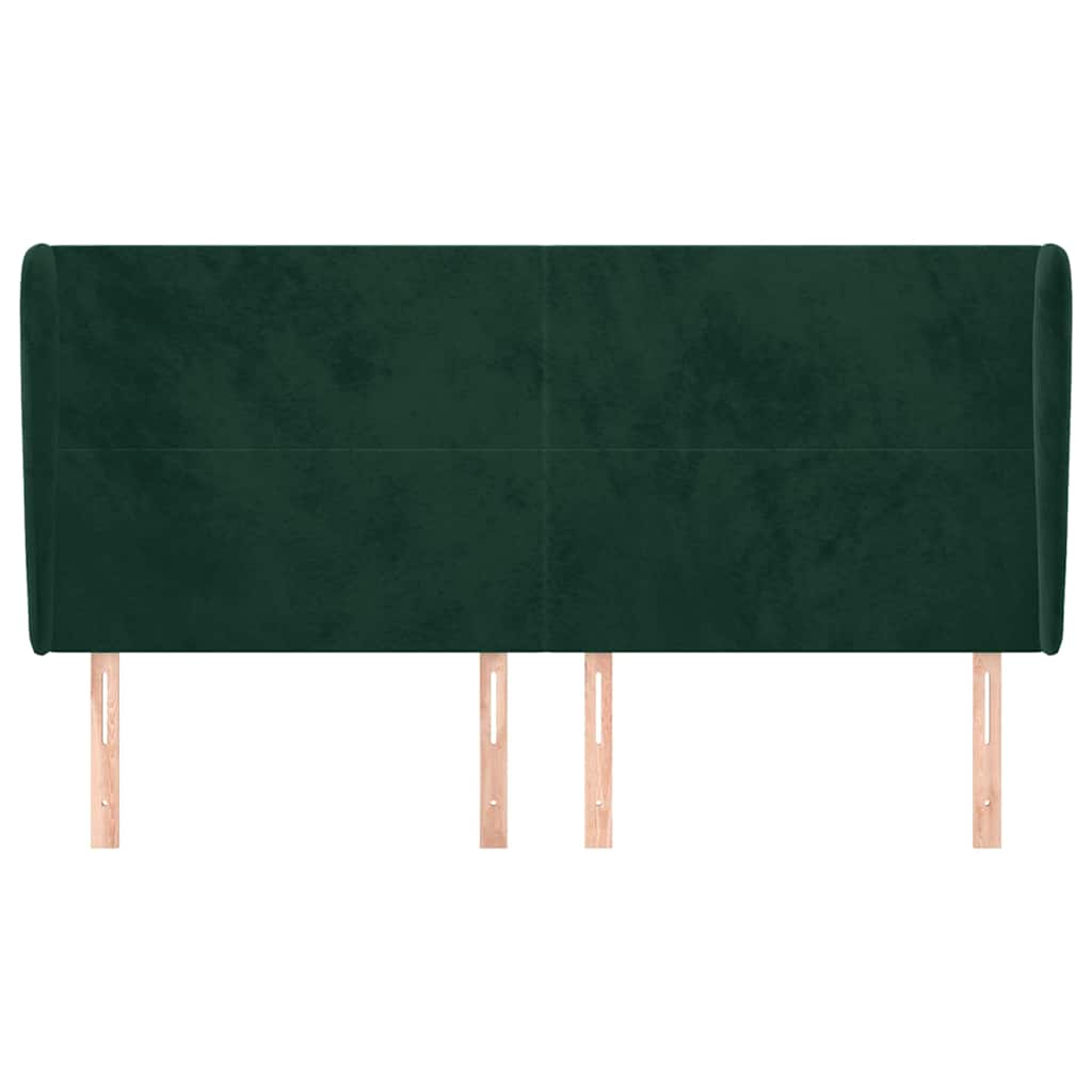 sengegavl med kanter 163x23x118/128 cm fløjl mørkegrøn