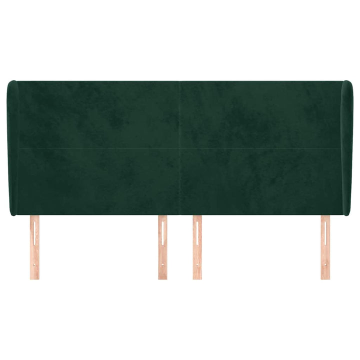 sengegavl med kanter 163x23x118/128 cm fløjl mørkegrøn
