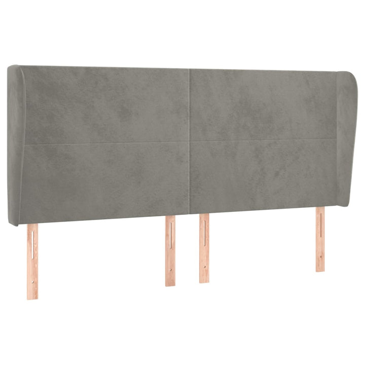 sengegavl med kanter 183x23x118/128 cm fløjl lysegrå