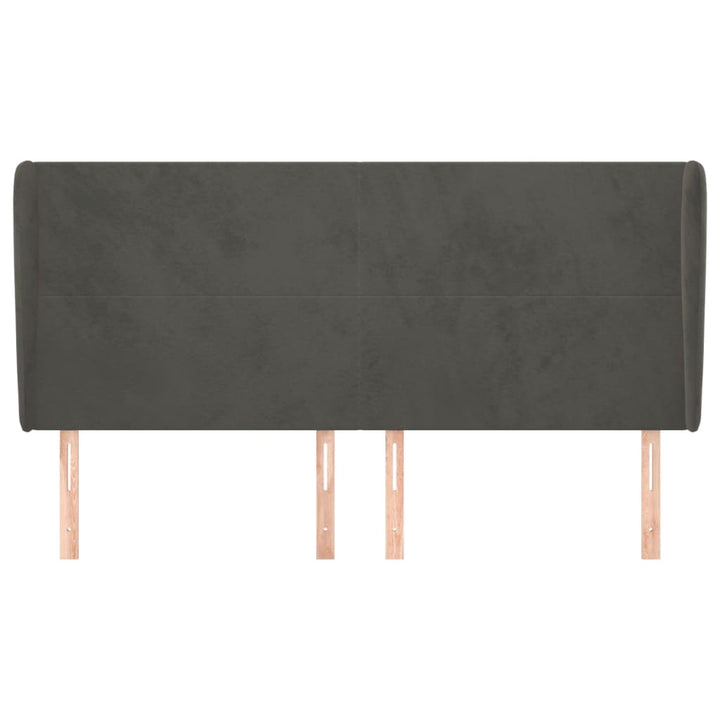 sengegavl med kanter 183x23x118/128 cm fløjl mørkegrå
