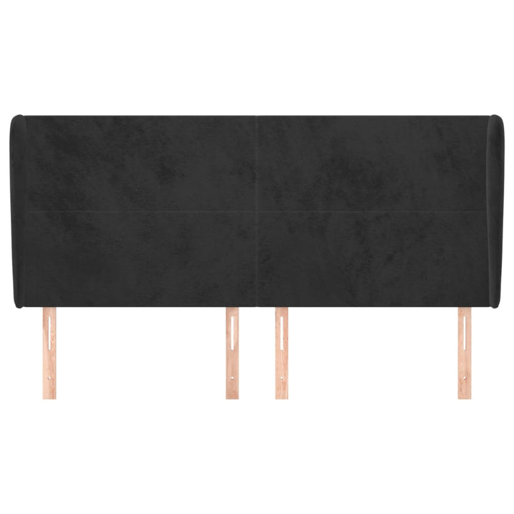 sengegavl med kanter 183x23x118/128 cm fløjl sort