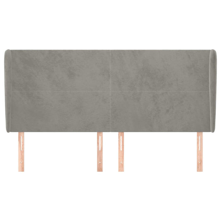 sengegavl med kanter 203x23x118/128 cm fløjl lysegrå