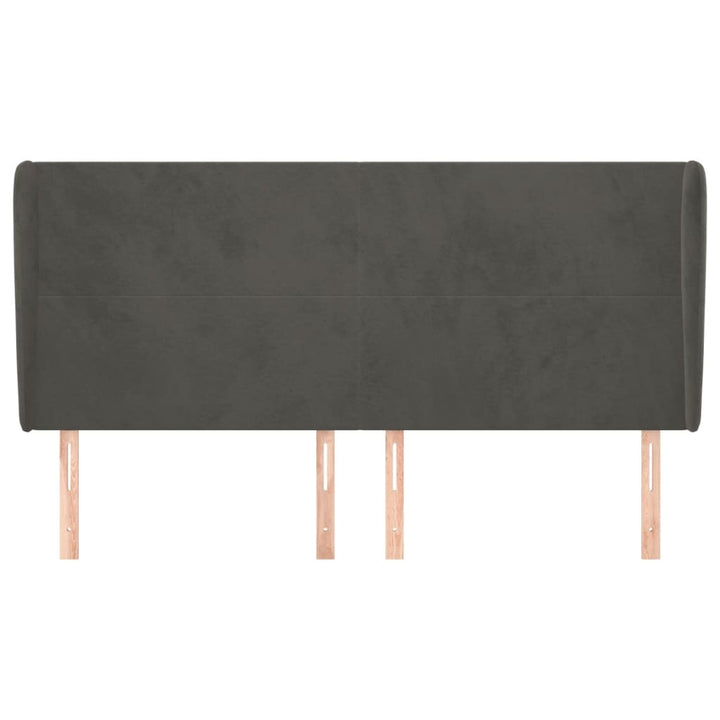sengegavl med kanter 203x23x118/128 cm fløjl mørkegrå