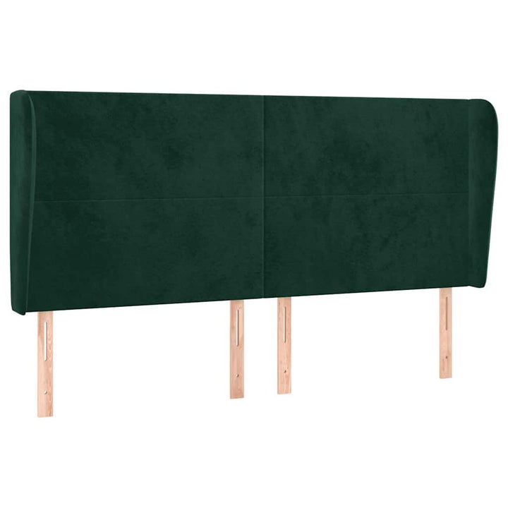 sengegavl med kanter 203x23x118/128 cm fløjl mørkegrøn