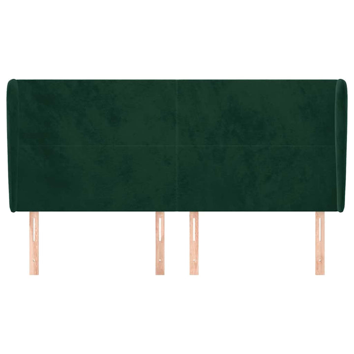 sengegavl med kanter 203x23x118/128 cm fløjl mørkegrøn