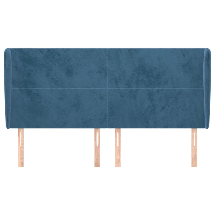 sengegavl med kanter 203x23x118/128 cm fløjl mørkeblå