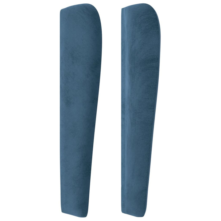 sengegavl med kanter 203x23x118/128 cm fløjl mørkeblå