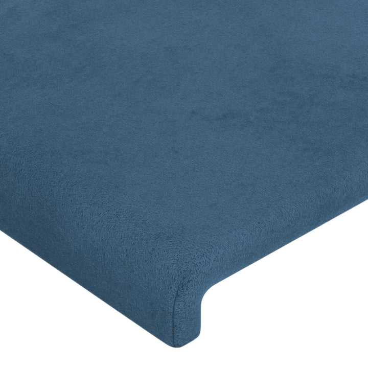 sengegavl med kanter 203x23x118/128 cm fløjl mørkeblå