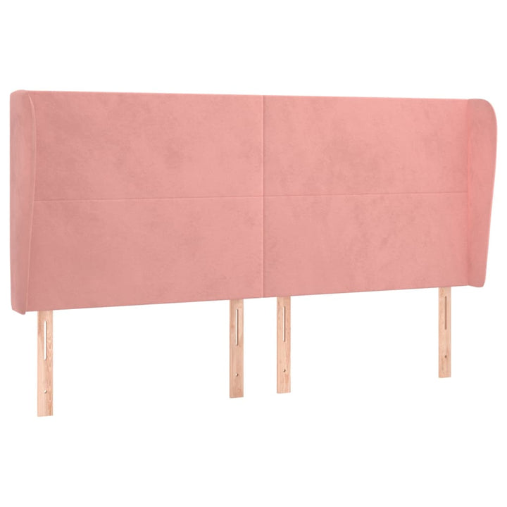 sengegavl med kanter 203x23x118/128 cm fløjl lyserød