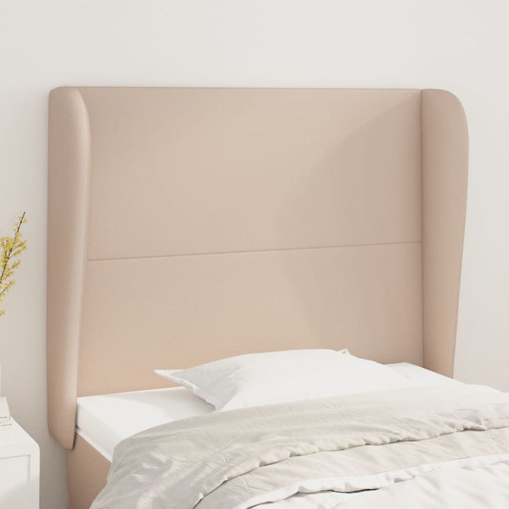 sengegavl med kanter 93x23x118/128 cm kunstlæder cappuccino