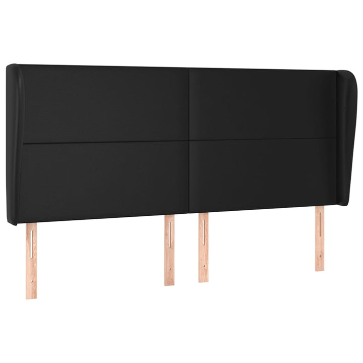 sengegavl med kanter 183x23x118/128 cm kunstlæder sort