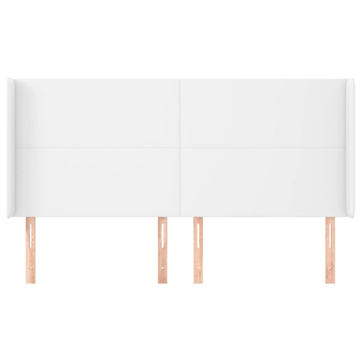 sengegavl med kanter 183x23x118/128 cm kunstlæder hvid