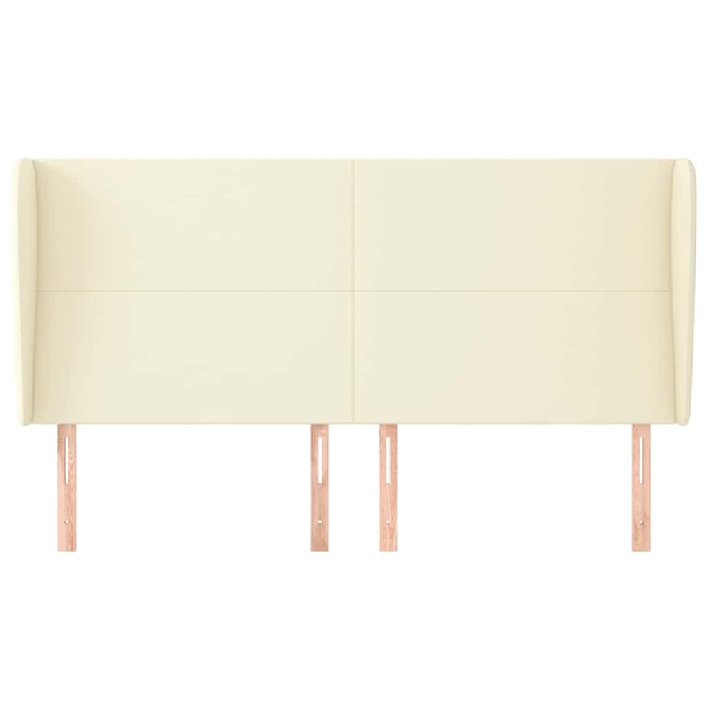 sengegavl med kanter 203x23x118/128 cm kunstlæder cremefarvet