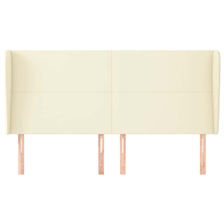 sengegavl med kanter 203x23x118/128 cm kunstlæder cremefarvet