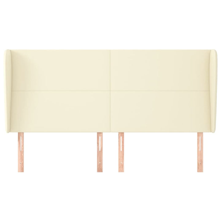 sengegavl med kanter 203x23x118/128 cm kunstlæder cremefarvet