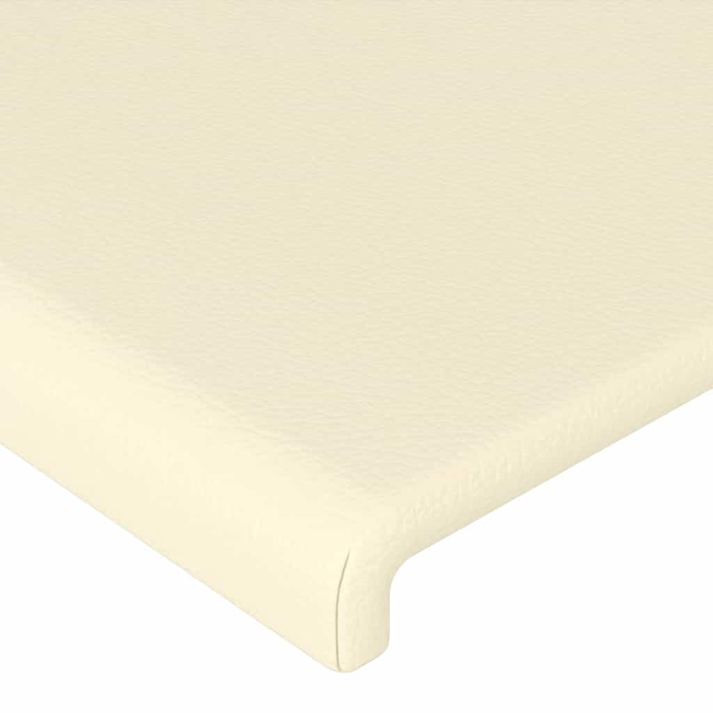 sengegavl med kanter 203x23x118/128 cm kunstlæder cremefarvet