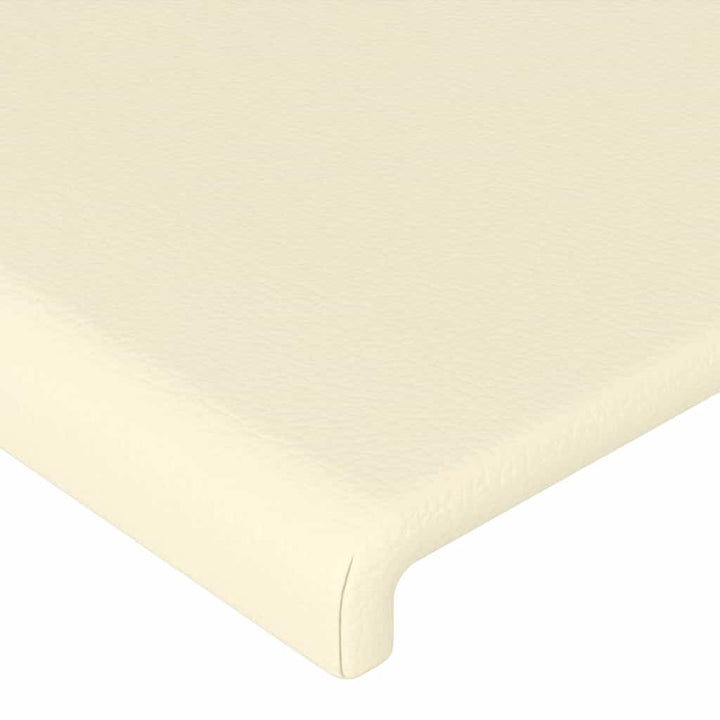 sengegavl med kanter 203x23x118/128 cm kunstlæder cremefarvet