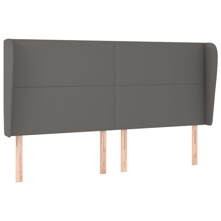 sengegavl med kanter 203x23x118/128 cm kunstlæder grå