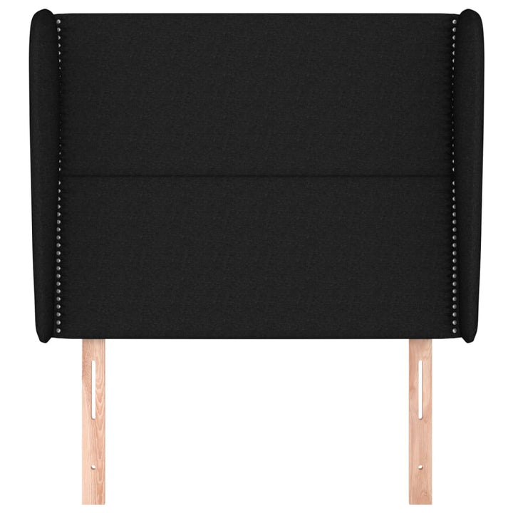 sengegavl med kanter 83x23x118/128 cm stof sort