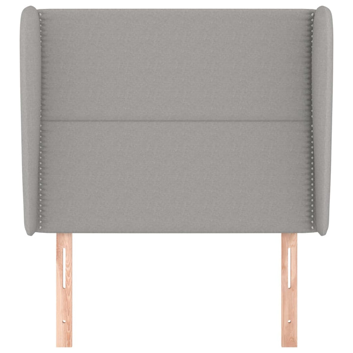sengegavl med kanter 93x23x118/128 cm stof lysegrå