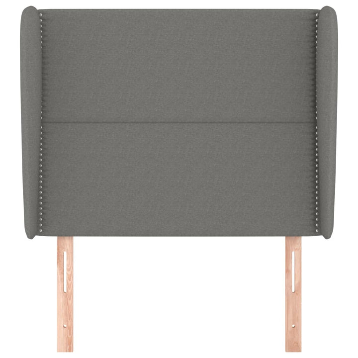 sengegavl med kanter 93x23x118/128 cm stof mørkegrå