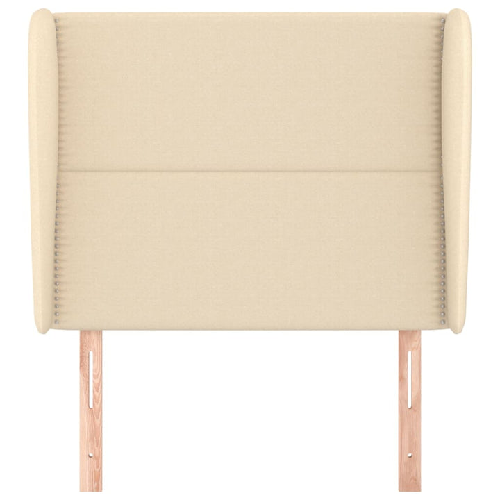 sengegavl med kanter 93x23x118/128 cm stof cremefarvet
