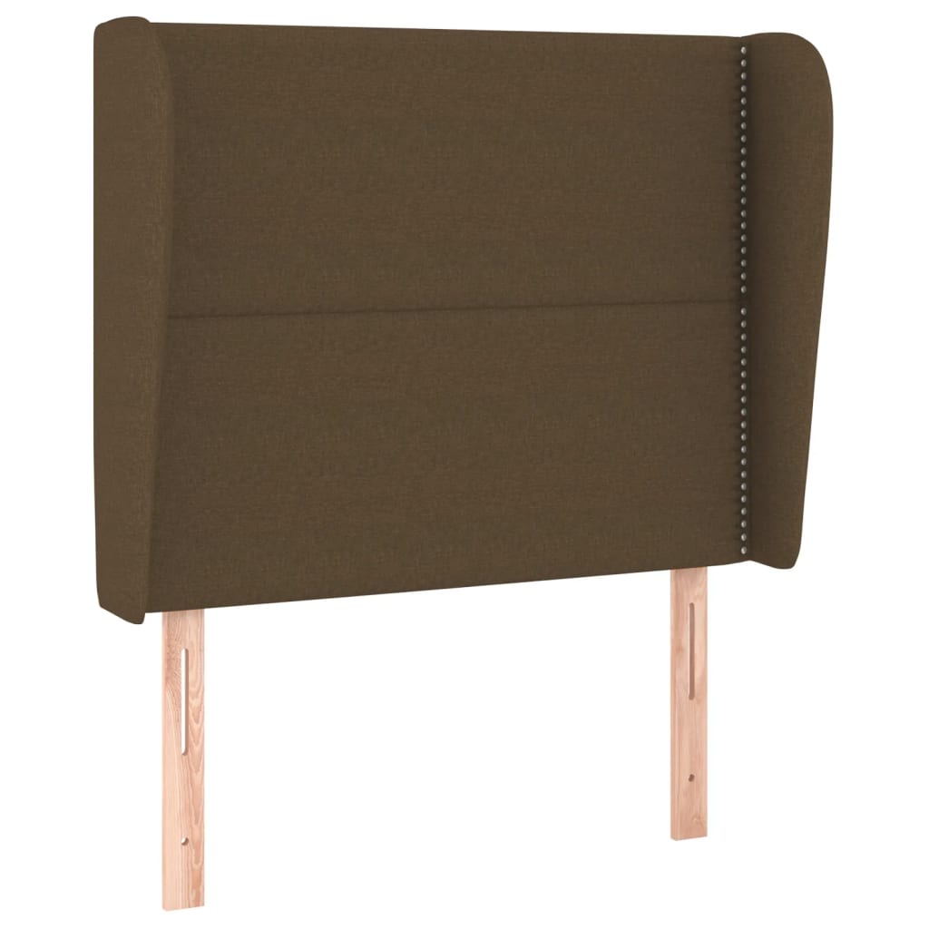 sengegavl med kanter 103x23x118/128 cm stof mørkebrun