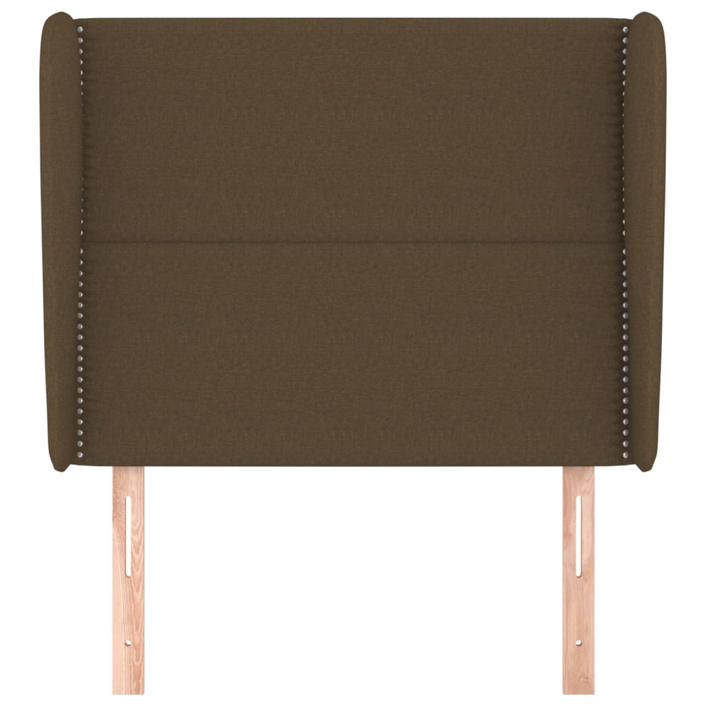 sengegavl med kanter 103x23x118/128 cm stof mørkebrun