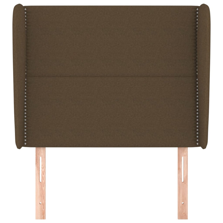 sengegavl med kanter 103x23x118/128 cm stof mørkebrun