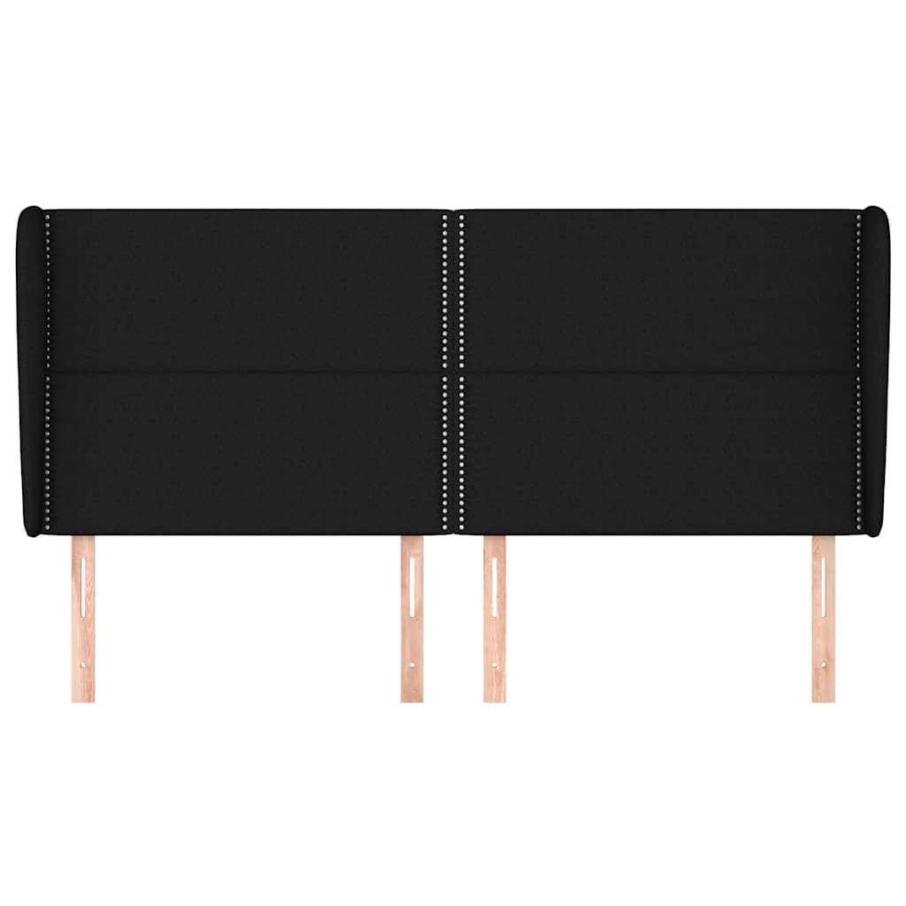 sengegavl med kanter 183x23x118/128 cm stof sort