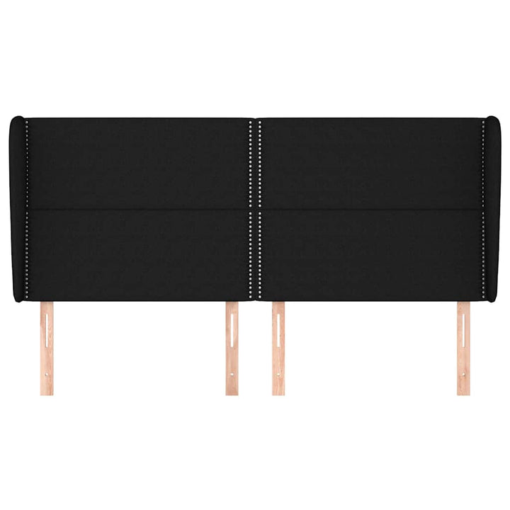 sengegavl med kanter 183x23x118/128 cm stof sort