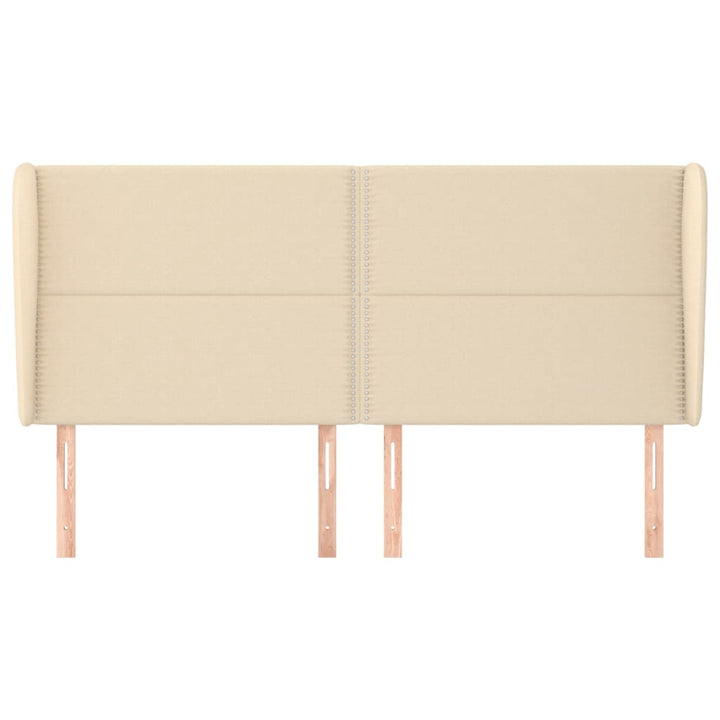 sengegavl med kanter 183x23x118/128 cm stof cremefarvet