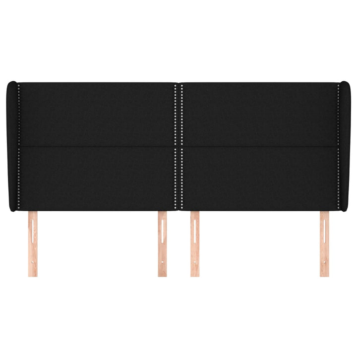 sengegavl med kanter 203x23x118/128 cm stof sort