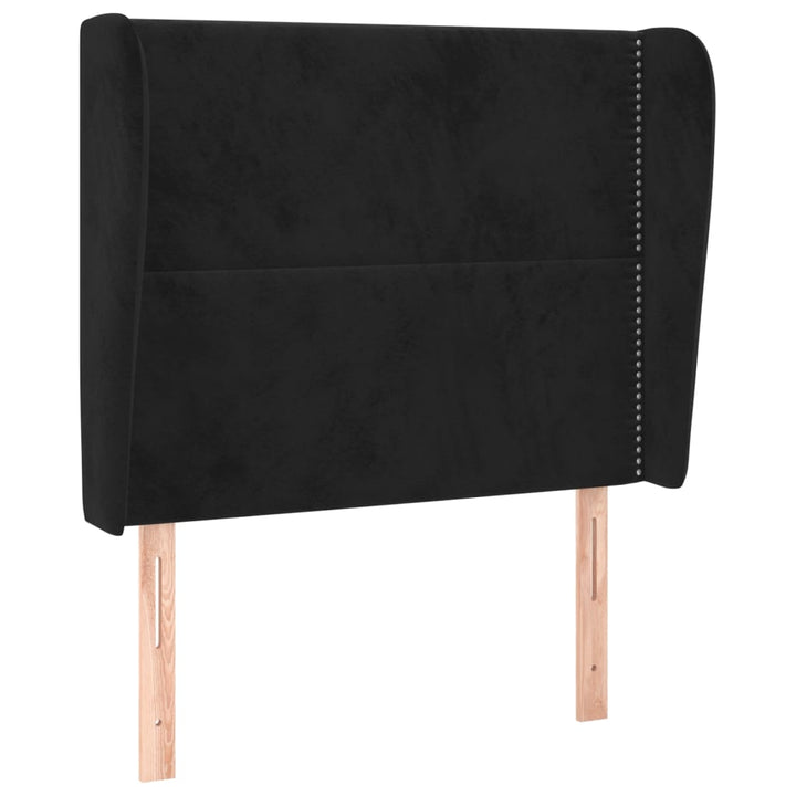 sengegavl med kanter 83x23x118/128 cm fløjl sort