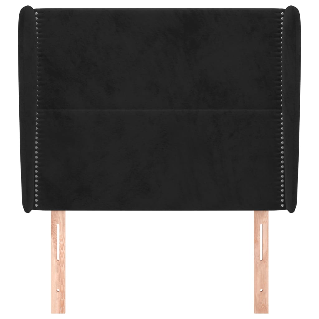 sengegavl med kanter 83x23x118/128 cm fløjl sort