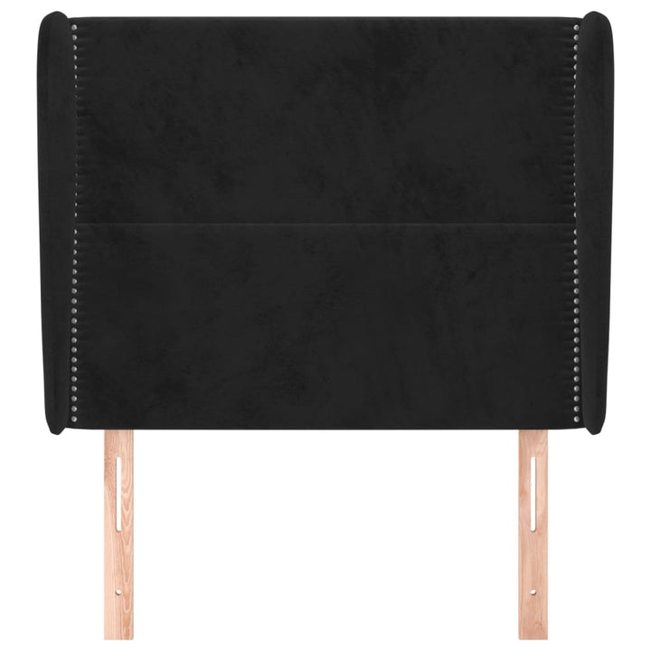 sengegavl med kanter 83x23x118/128 cm fløjl sort