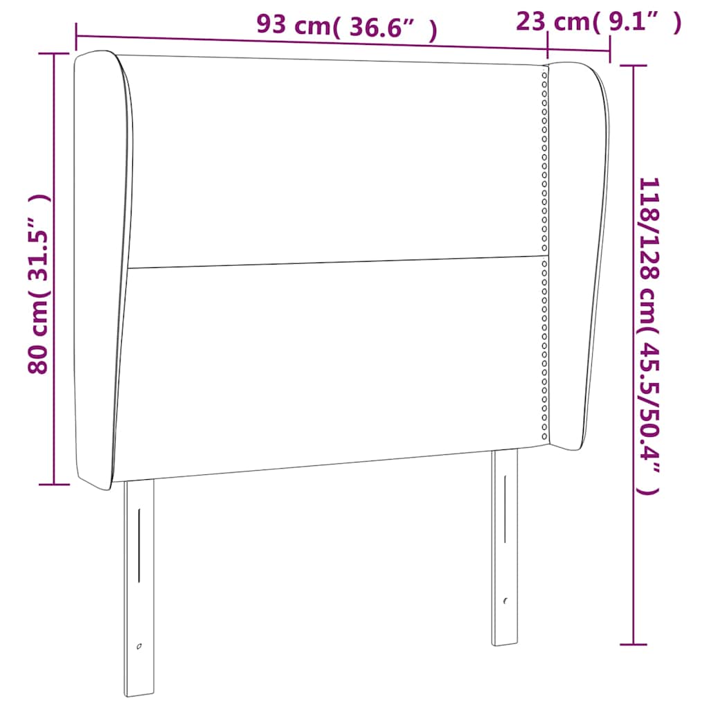 sengegavl med kanter 93x23x118/128 cm fløjl mørkegrøn