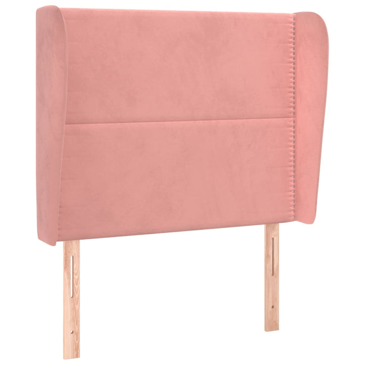 sengegavl med kanter 93x23x118/128 cm fløjl lyserød