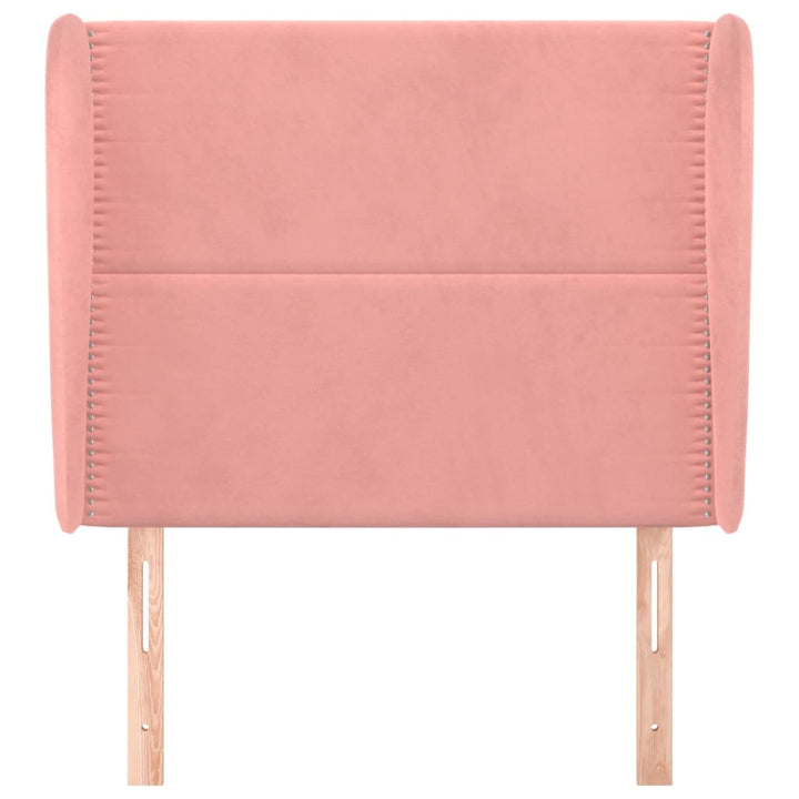 sengegavl med kanter 93x23x118/128 cm fløjl lyserød