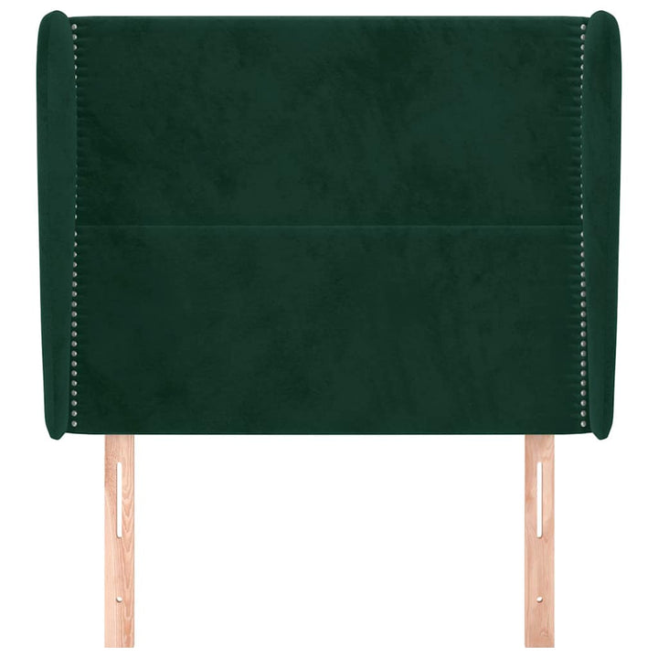 sengegavl med kanter 103x23x118/128 cm fløjl mørkegrøn